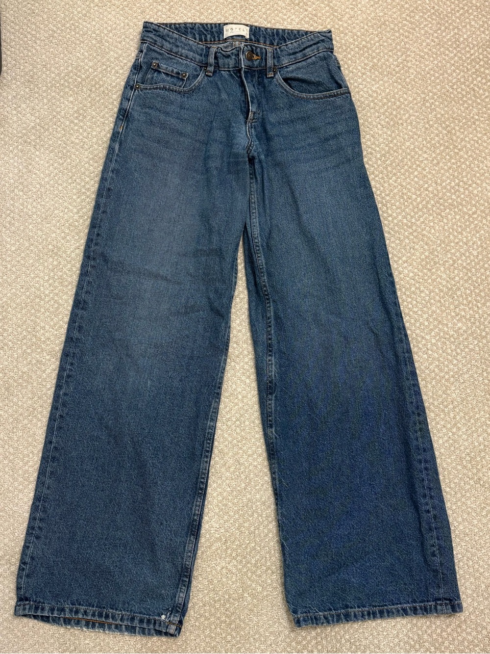 Motel Rocks Wide-Leg Jeans in Dark Blue Wash